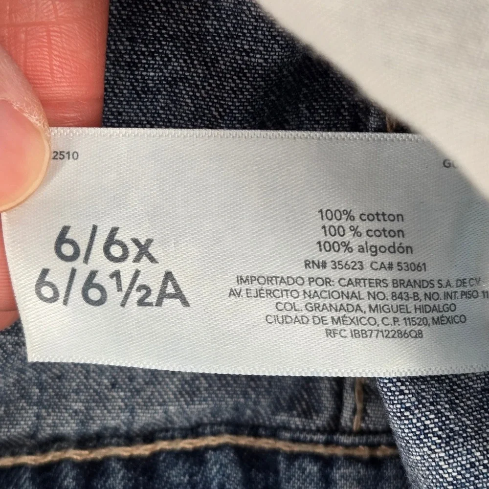 Carter's 6/6x Denim Trucker Jacket Kids Blue Classic Casual Jean Coat